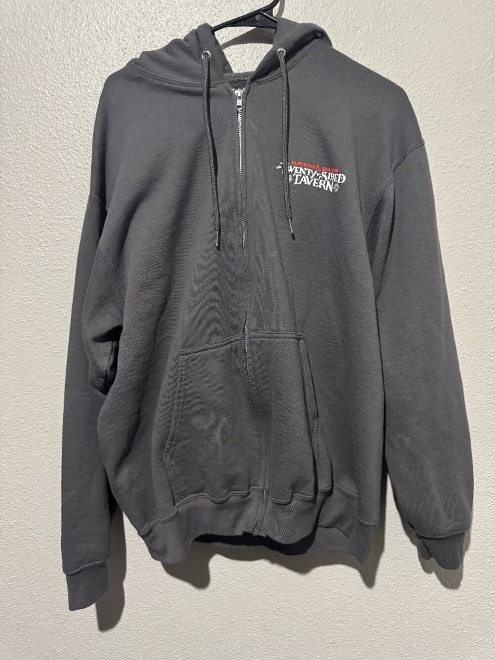 Charcoal gray Dungeons & Dragons: The Twenty-Sided Tavern full-zip hoodie